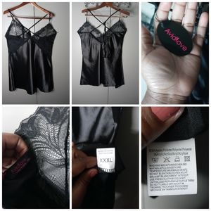 🌵Plus Black Lace & Silk Gown Lingerie Size 3X